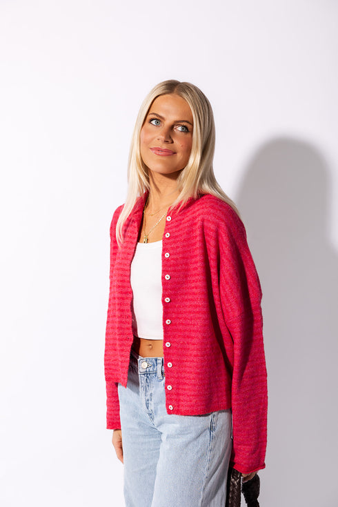 Coco Cutie Cardigan // Raspberry Stripe *PREORDER*